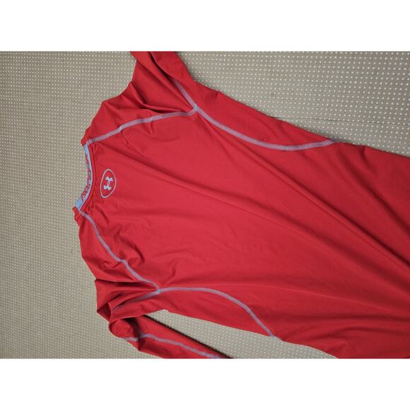 Under Armour HeatGear Compression Red Long Sleeve Athletic Shirt Mens Medium - Picture 3 of 6